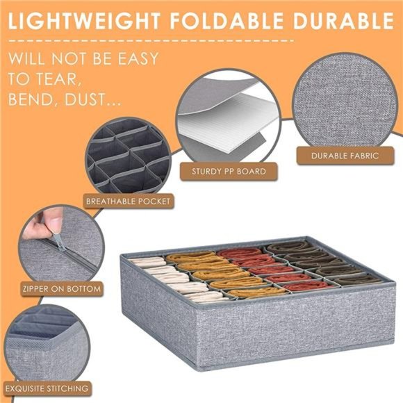 3 Pack Sock Underwear Organizer Dividers, 64 Cell Drawer Organizers - Picture 7 of 7